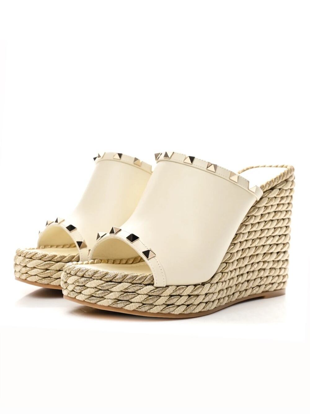 Valentino Rockstud Torchon Wedge Espadrille
